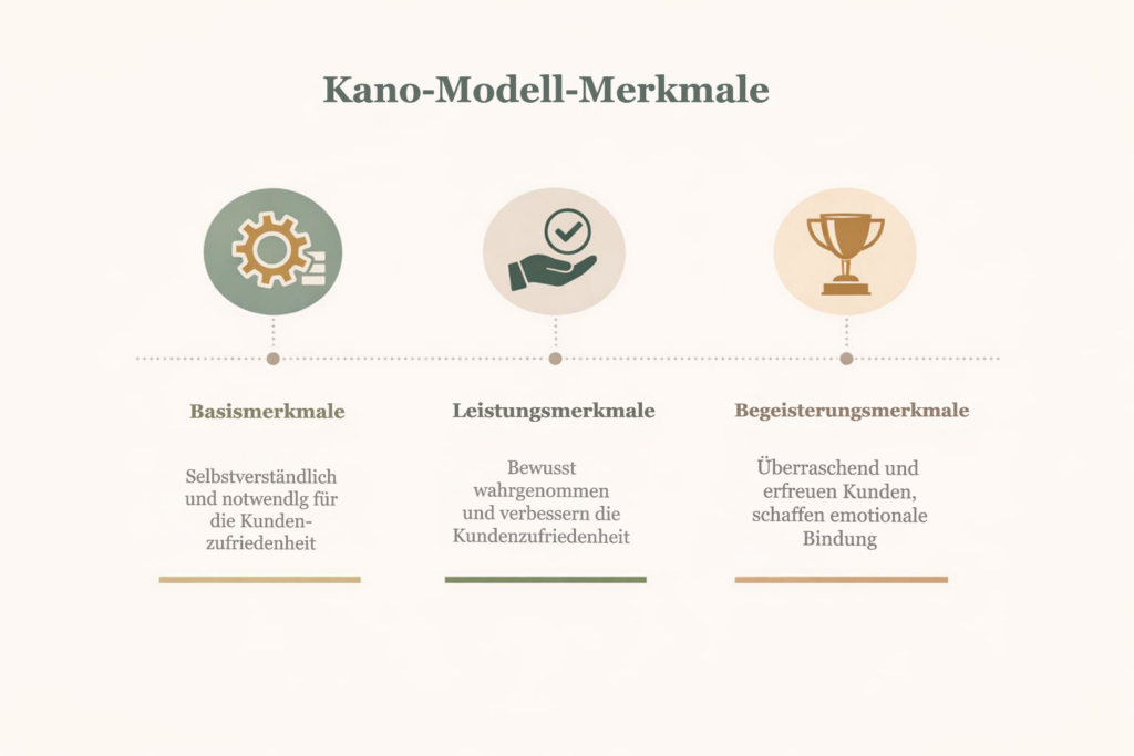 Grafik "Kano-Modell" aus dem Buch "5 Sterne für die IT" von Jeannette Bastian