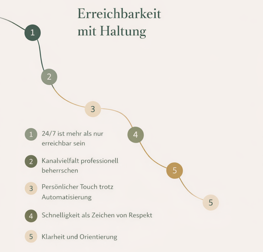 Grafik "Erreichbarkeit mit Haltung" aus dem Buch "5 Sterne für die IT" von Jeannette Bastian" aus dem Buch "5 Sterne für die IT" von Jeannette Bastian